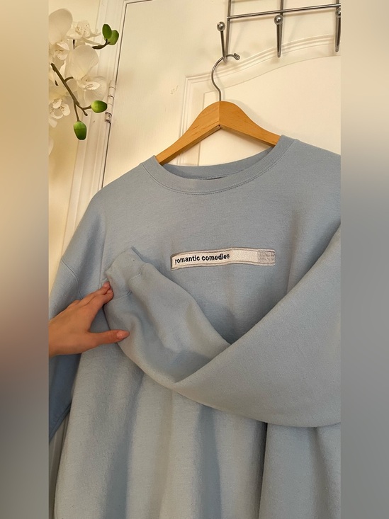 Sweaters - Oversized Embroidered Baby Blue Crewneck